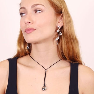 Women's Long Earrings Waves CPE918PL Anartxy Steel 316L